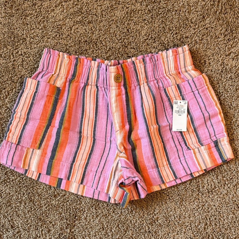 Striped Pink Girls Cotton Shorts